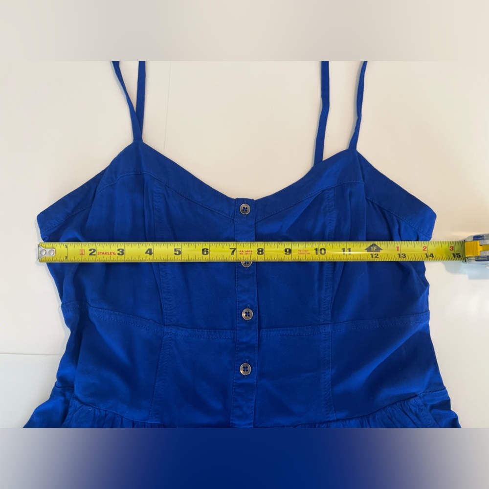 Express Strapped Button-up Mini Blue Dress w/ Pockets - Picture 7 of 7